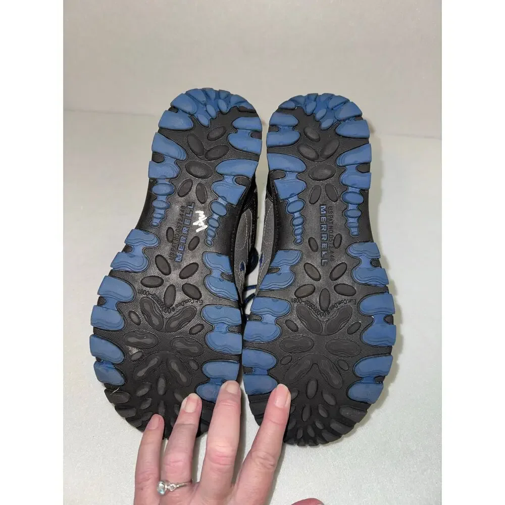 Merrell Boys Hilltop Ventilator Mid Waterproof Hiking Boots 6.5 Gray Blue